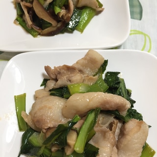 小松菜と豚バラ肉の甘辛炒め